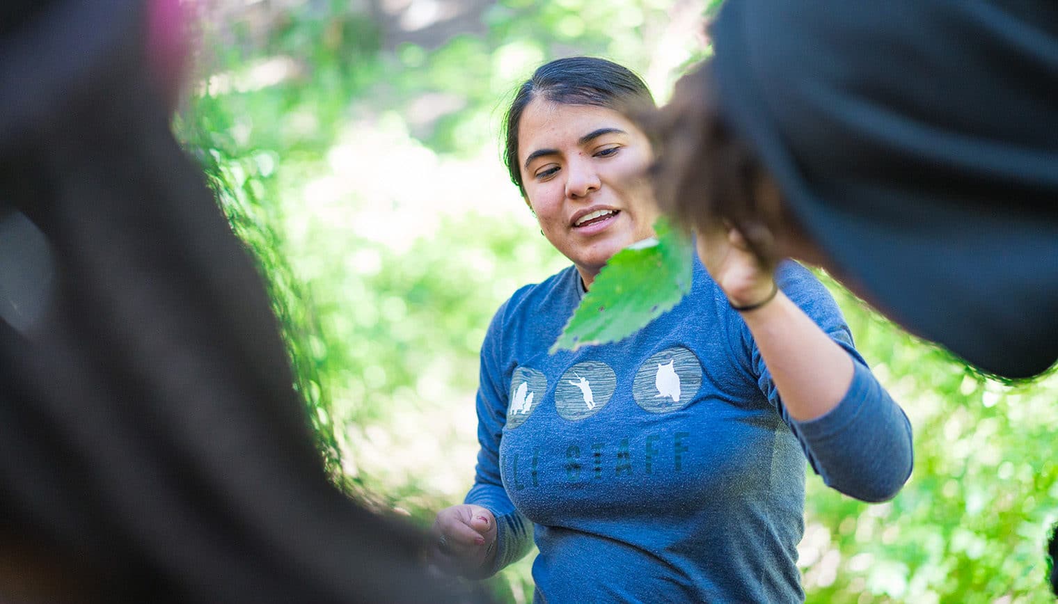 A guide speaking to a group.