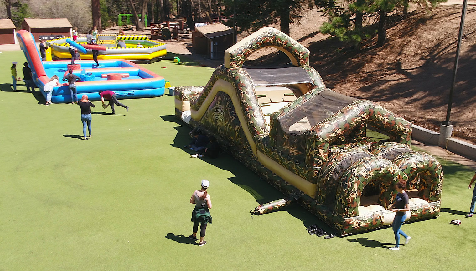An inflatable obstacle course.