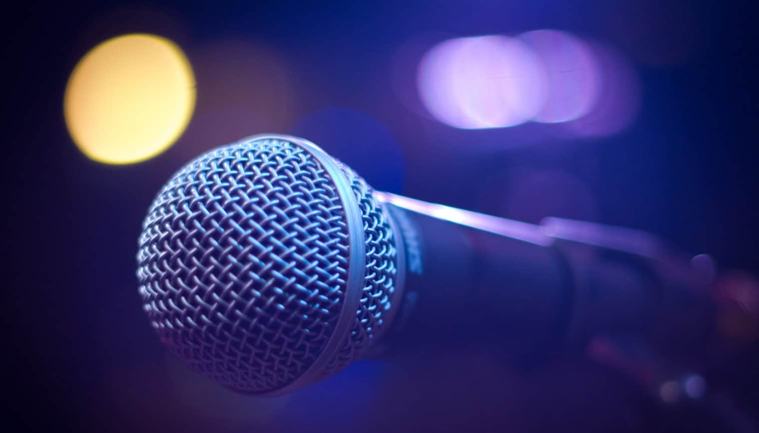 A close up of a karaoke microphone.